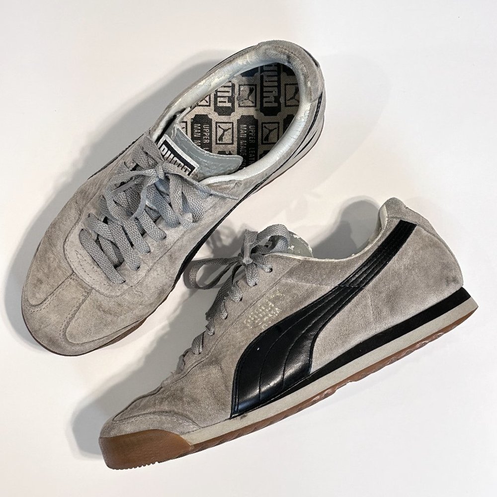 Puma Roma Grey Suede and Navy Wms 7.5 Mens 6